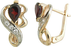 Серьги, Золото 585, Гранат С125-9370Гр