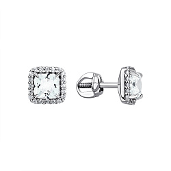 Серьги пусеты-гвоздики, Серебро 925, Топаз 2340071875л-1