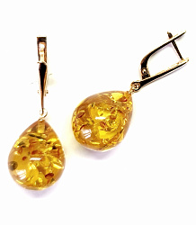 Серьги, Серебро 925, Янтарь 1420п-с