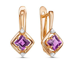 Серьги, Золото 585, Аметист 2408708 1 1 1