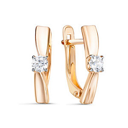 Серьги, Золото 585, Фианит 1206044