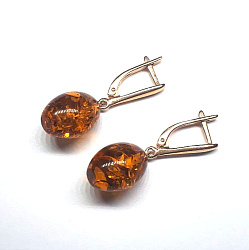 Серьги, Серебро 925, Янтарь 1320п-с