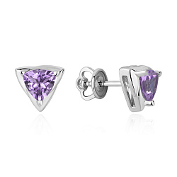 Серьги пусеты-гвоздики, Серебро 925, Аметист 2340065543