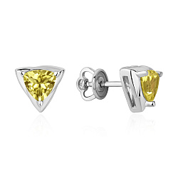 Серьги пусеты-гвоздики, Серебро 925, Цитрин 2340115543