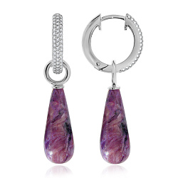 Серьги, Серебро 925, Чароит 2340461347л