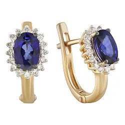 Серьги, Золото 585, Сапфир 65-41E01039-S0DDSA Серьги, Золото 585, Сапфир 65-41E01039-S0DDSA
