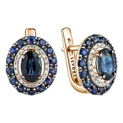 Серьги, Золото 585, Сапфир 65-41E00870-S0DDSA Серьги, Золото 585, Сапфир 65-41E00870-S0DDSA