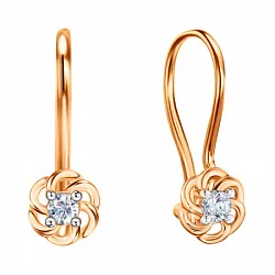 Детские серьги,  Золото 585, Фианит СргЛ47/бцФ/з585 Детские серьги,  Золото 585, Фианит СргЛ47/бцФ/з585