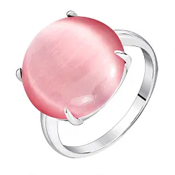 Кольцо Серебро 925, кошачий глаз синтетический розовый 1340265145-30 Кольцо Серебро 925, кошачий глаз синтетический розовый 1340265145-30