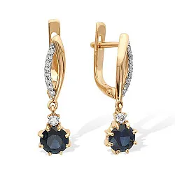Серьги, Золото 585, Сапфир С115-1237ГТС Серьги, Золото 585, Сапфир С115-1237ГТС