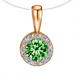 Подвеска фантазийная,  Золото 585, Фианит ПдЛ51/злФбцФ/з585 Подвеска фантазийная,  Золото 585, Фианит ПдЛ51/злФбцФ/з585