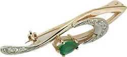 Брошь Золото 585, Изумруд 1204895472  Брошь Золото 585, Изумруд 1204895472