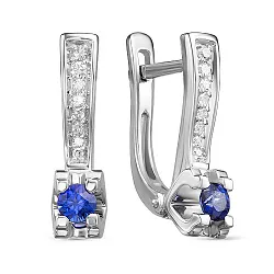 Серьги, Золото 585, Сапфир 5-2802-103-2Б-Сап Серьги, Золото 585, Сапфир 5-2802-103-2Б-Сап