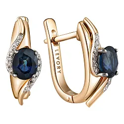 Серьги, Золото 585, Сапфир 65-41E01118-S0DDSA Серьги, Золото 585, Сапфир 65-41E01118-S0DDSA