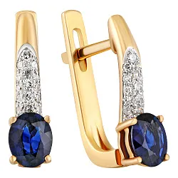 Серьги, Золото 585, Сапфир 65-41E01387-S0DDSA Серьги, Золото 585, Сапфир 65-41E01387-S0DDSA