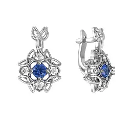 Серьги, Золото 585, Сапфир с8667бС Серьги, Золото 585, Сапфир с8667бС
