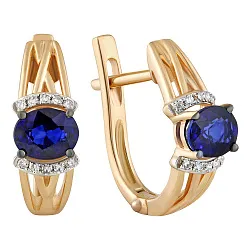 Серьги, Золото 585, Сапфир 65-41E01286-S0DDSA Серьги, Золото 585, Сапфир 65-41E01286-S0DDSA