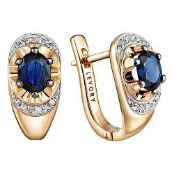 Серьги, Золото 585, Сапфир 65-41E01116-S0DDSA Серьги, Золото 585, Сапфир 65-41E01116-S0DDSA